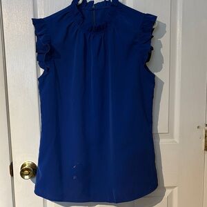 Blue Ruffle Sleeveless Women's Top